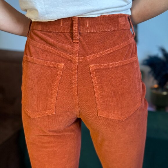 We The Free Skinny Fit Corduroy Pants High Rise Frayed Hem in Chestnut Brown - Picture 6 of 13